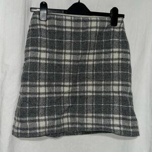 gray & white plaid wool blend mini skirt size 2